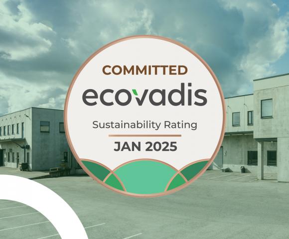 Ecovadise Committed badge with Radius factory in background